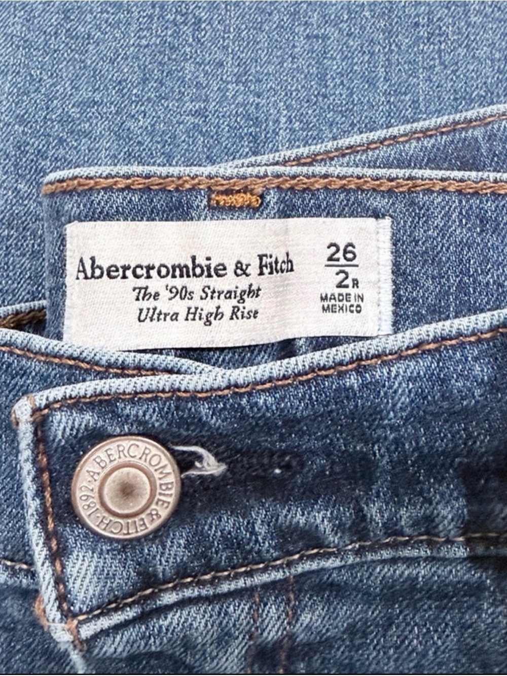 Abercrombie & Fitch Light Blue High-Rise Straight Jeans